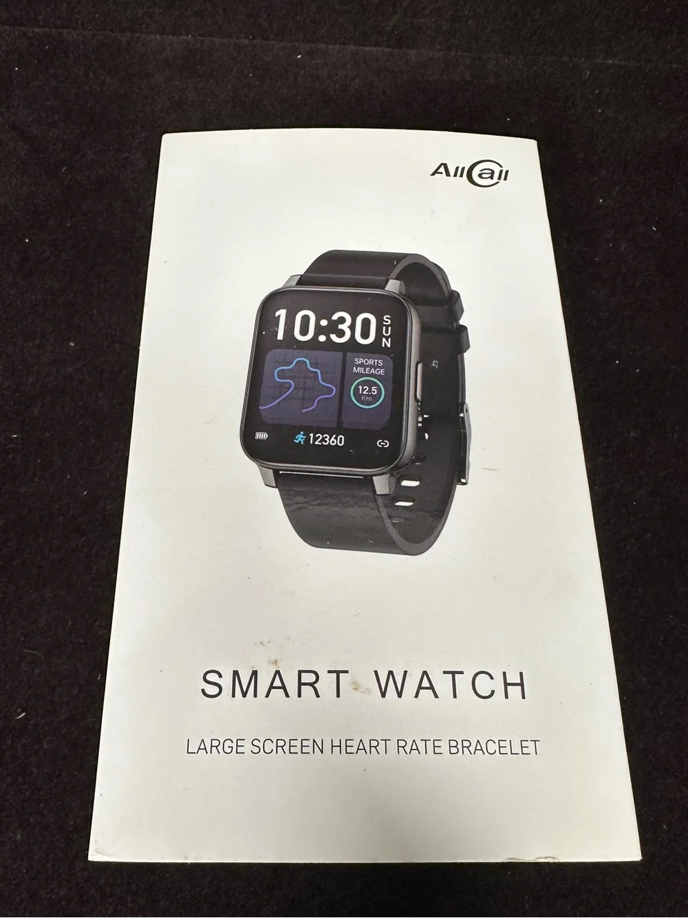 AllCall Large Screen Smart Watch Health Tracker Fitness Bracelet - Black / NIB